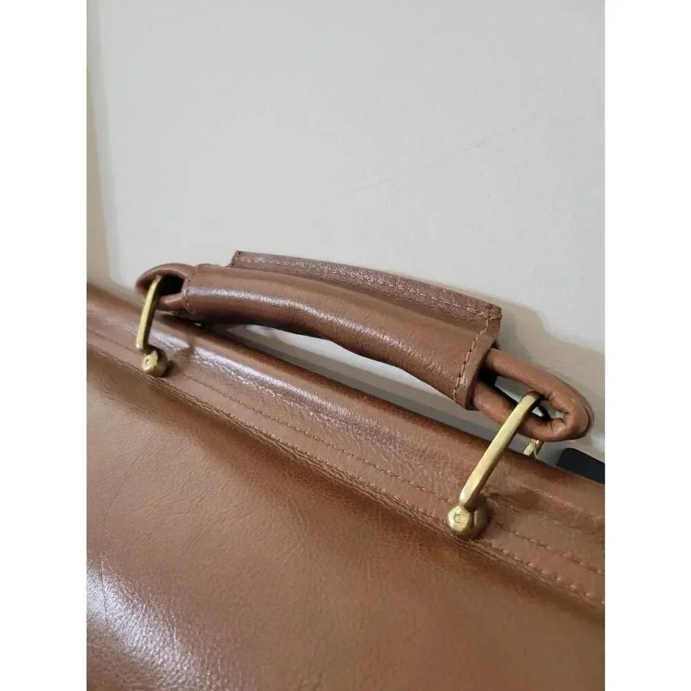 Hidesign By Scully H293 Flap Over Laptop Briefcase Brown NWT
